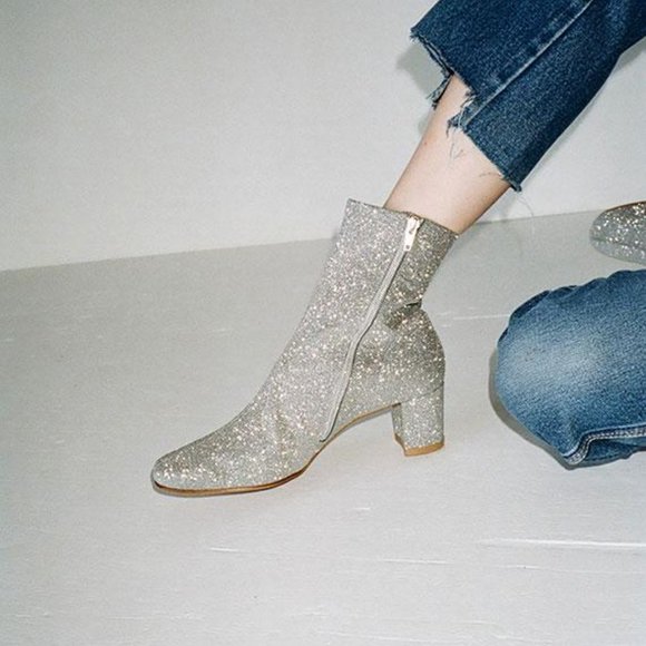 By FAR Silver Glitter Sofia Ankle Boots EU 36 US 6 - Picture 7 of 7